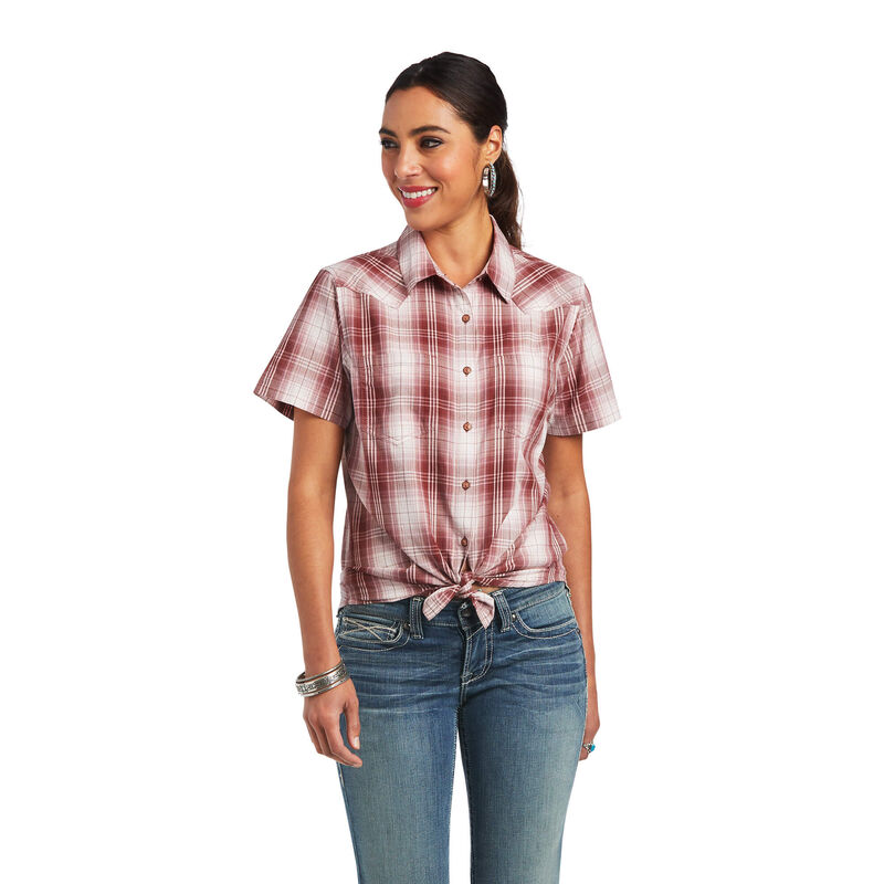 Ariat Hemden Damen - Real Billie Jean Koralle/Weiß ( IKUOQ-2465 )